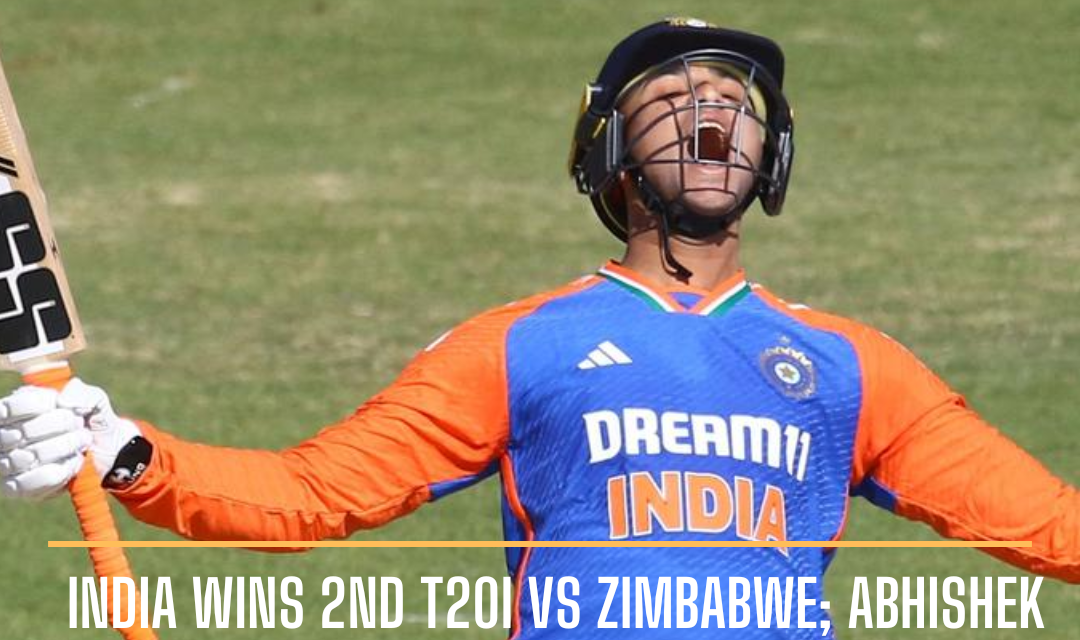 Abhishek Sharma breaks Rohit Sharma's record by scoring the first century for India in the series in 46 balls.