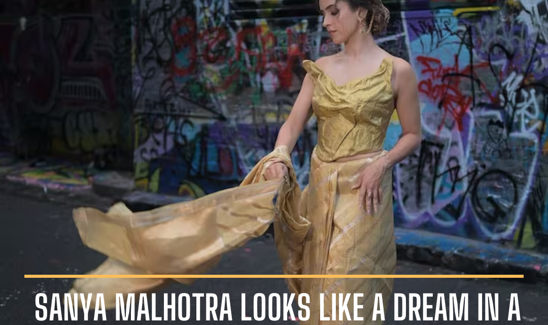 The “Mrs” actor recently stunned everyone by wearing a cutting-edge fashion statement in a golden corset saree.