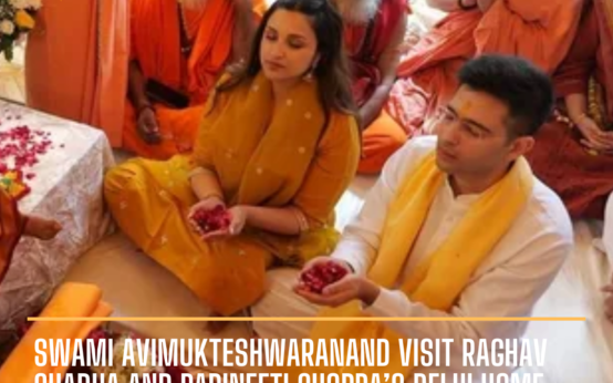 AAP MP Raghav Chadha and actress Parineeti Chopra shared images and videos of their encounter with Shankaracharya Shri Avimukteshwaranand Saraswati.