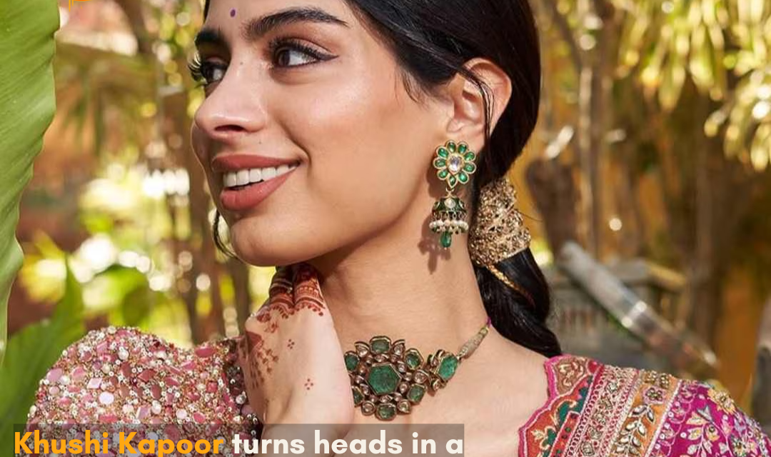 Khushi Kapoor looked the perfect bridesmaid in a beautiful Tarun Tahiliani saree for Aaliyah Kashyap and Shane Gregoire’s engagement.