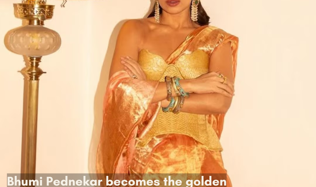 The actress stunned everyone with her recent pictures, in which she wore a golden saree of her mother and added a new spin to her vintage saree look.