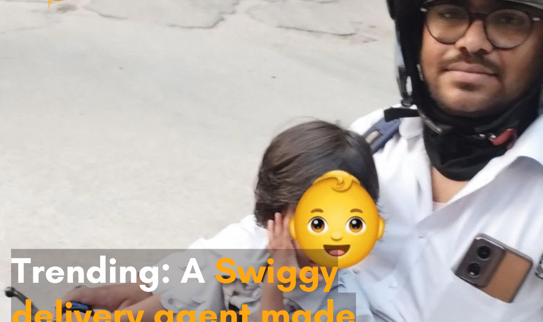 A post went viral about a Swiggy delivery agent making deliveries with his toddler due to a lack of childcare options; netizens reacted.