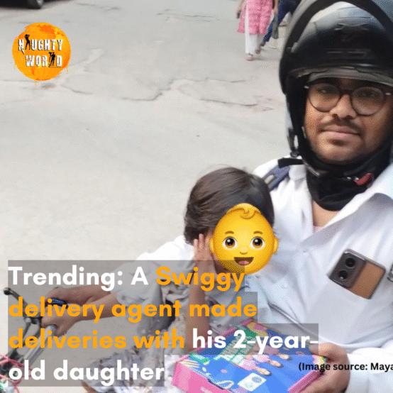 A post went viral about a Swiggy delivery agent making deliveries with his toddler due to a lack of childcare options; netizens reacted.