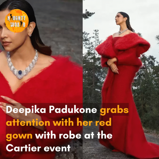 The actress looked stunning in her red gown, paired with a robe and a luxe diamond necklace, at the Cartier event in Stockholm.