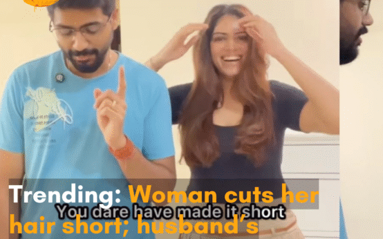 The video that has gone viral captures the moment a woman unveils her new haircut to her husband.