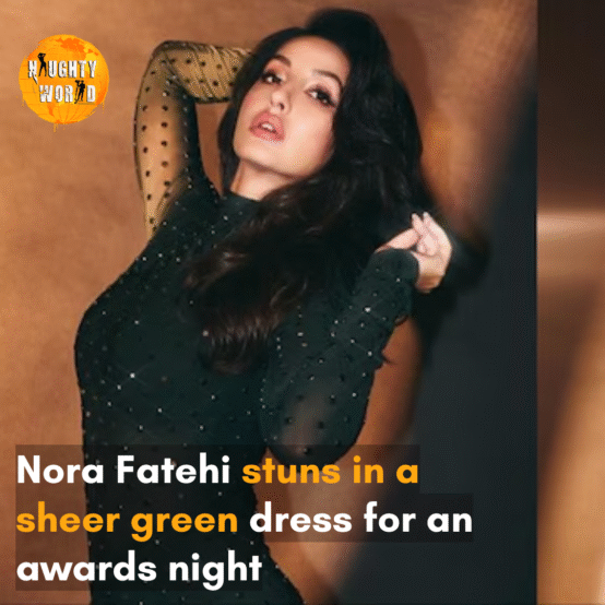 Nora served fashion goals in a bottle green bodycon dress paired with myriad silver studs.