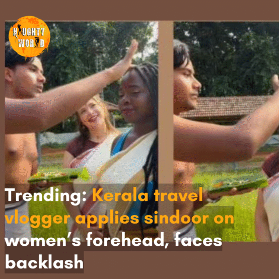 The viral video shows the man visiting a temple with his foreign friends and applying sindoor to their foreheads.
