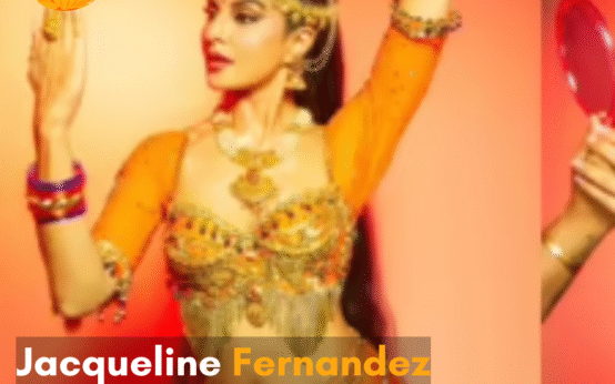 The actress looked stunning in a bright orange, embellished choli and a deep purple draped skirt.
