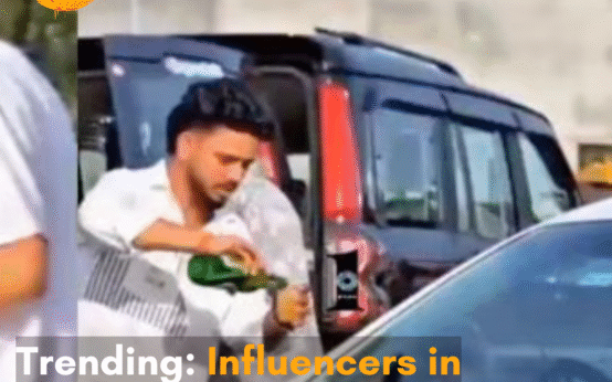 A viral video shows Rajasthan influencers handing out beer bottles to commuters on a busy street in Jaipur, sparking an internet reaction.
