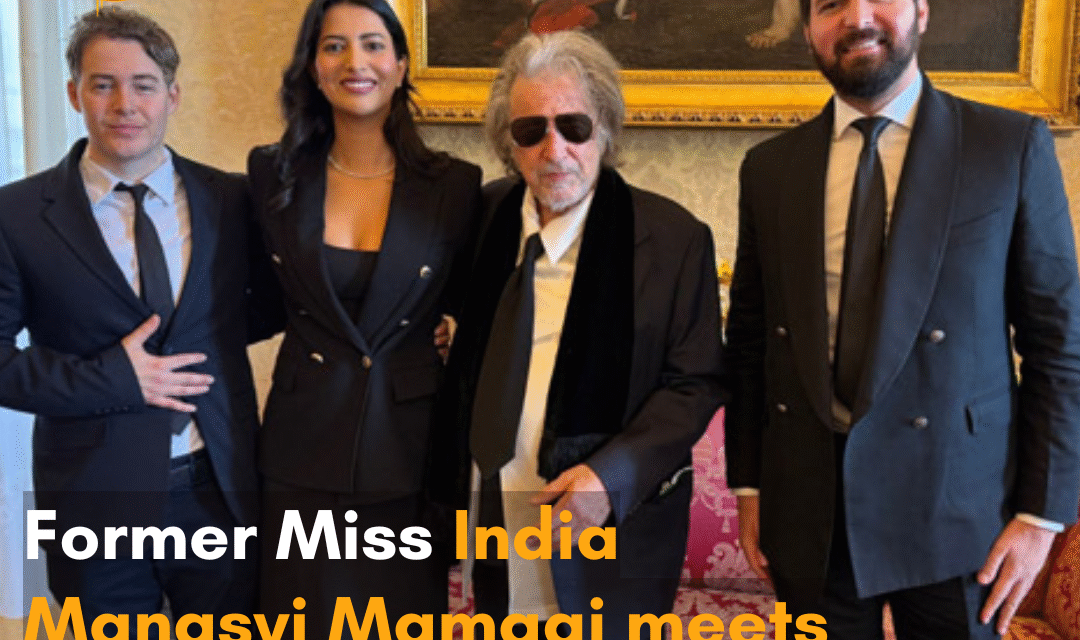 She dazzled in a chic black fit, meeting them ahead of a film shoot in Rome.