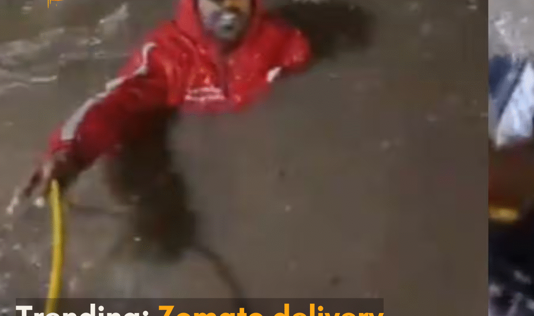 A video showing him falling into an open drain, with his phone getting swept away and his bike suffering damage, has gone viral on the internet.