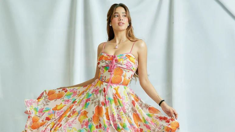 Janhvi Kapoor exudes fresh vibes in a floral dress during Param Sundari promotions