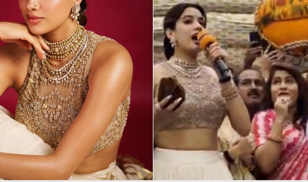 Janhvi Kapoor, in an Anita Dongrelehenga, stuns everyone at a DahiHandi event