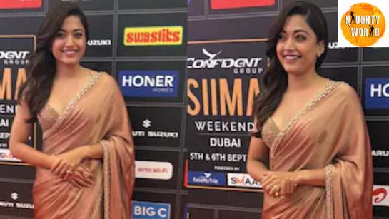 SIIMA 2025 red carpet: RashmikaMandanna dazzles in a brown saree