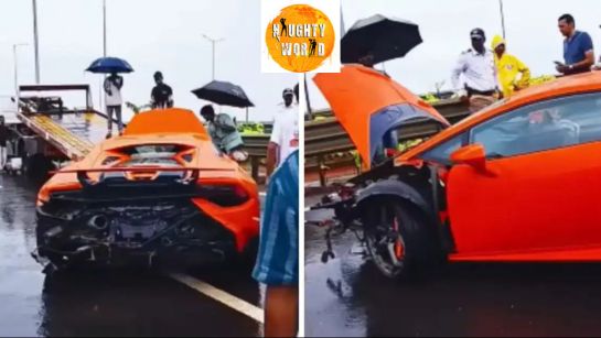 Speeding Lamborghini crashes into divider on Mumbai’s Coastal Road