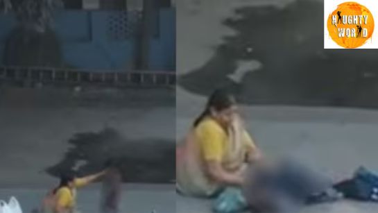 A 4-year-old girl in Hyderabad gets pushed by a nursery school attendant