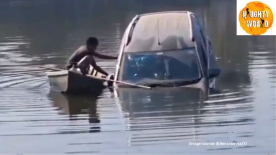 Trending: A man on a boat in UP saved the driver of a drowning SUV