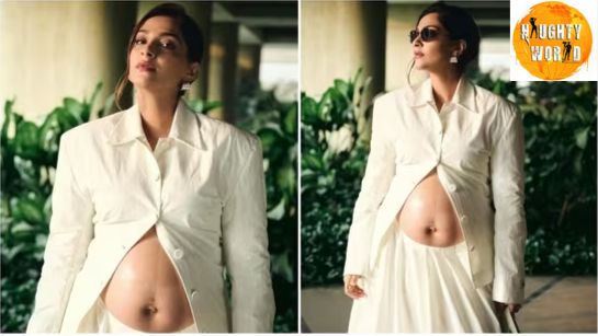 Sonam Kapoor flaunts baby bump in an all-white look