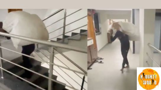 Trending: Elevator denied to a delivery agent climbs 6 floors with a heavy parcel