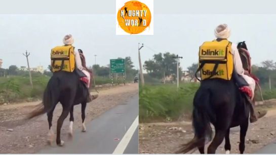Trending: Rajasthan man does Blinkit delivery on a horse