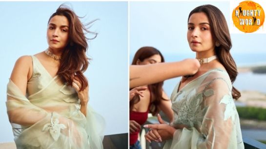 Alia Bhatt dazzles in a mint green saree and luxurious choker