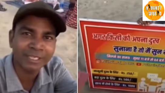 Trending: A man on a Mumbai beach charges ₹1,000 to listen to people’s problems