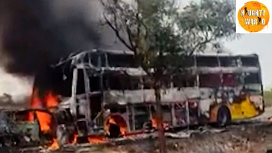 Car catches fire after collision with a bus in Karnataka; kills 9 of a family