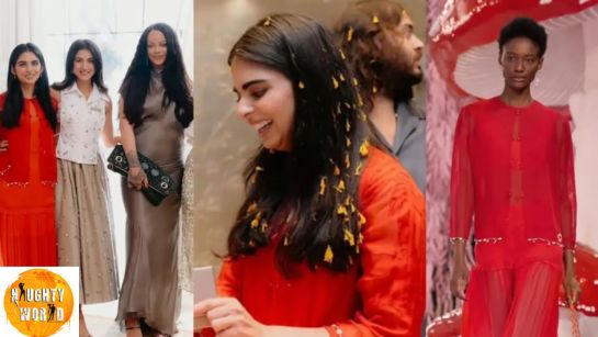 IshaAmbani, while hosting Rihanna at Antilia, stunned in a red ensemble