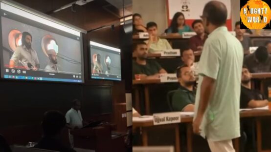 An IIM professor from Ahmedabad teaches statistics in class with the example of the Dhurandhar scene.