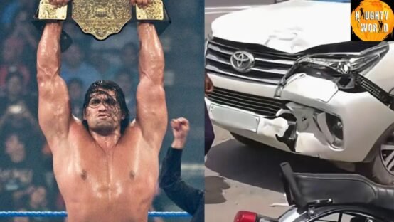 Great Khali walks away unhurt after car mishap.