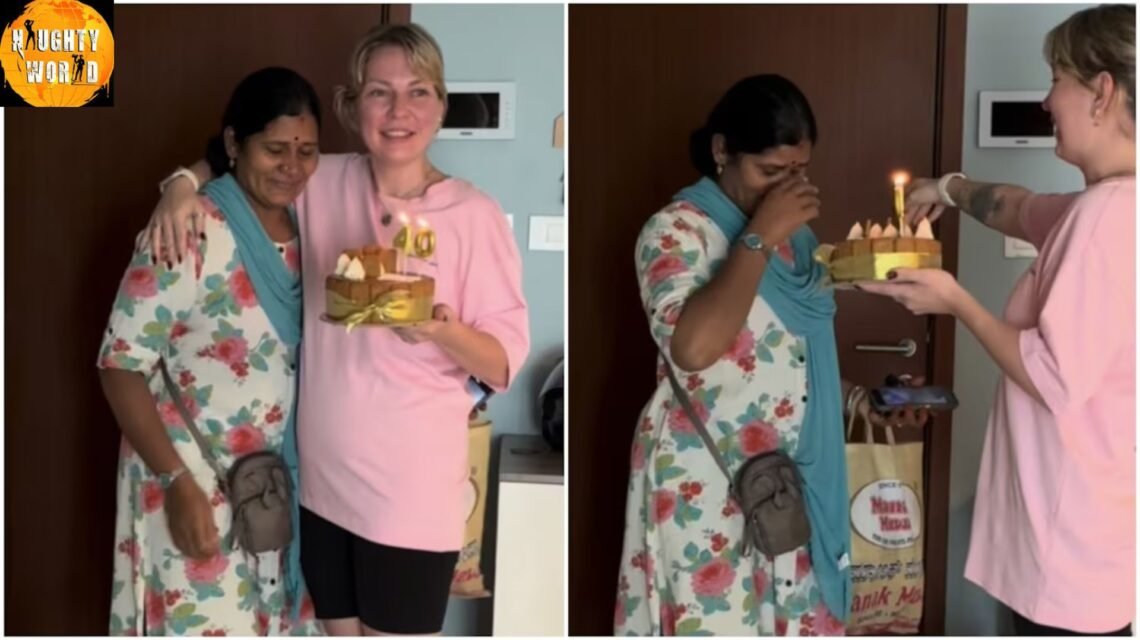 A gift of kindness Russian woman celebrates her house help's first birthday cake.