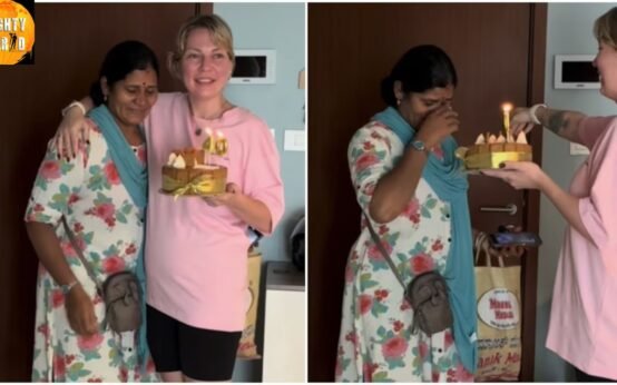 A gift of kindness Russian woman celebrates her house help's first birthday cake.
