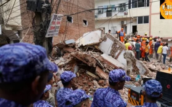 The five-storey building collapsed in Satya Niketan on Sunday in Delhi.